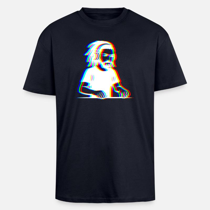 EDM - DJ - Glitch Rave Stil - Oversized Heavyweight Unisex T-Shirt - French Navy