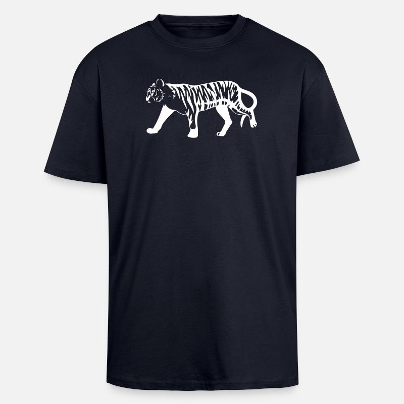 Stylized tiger with animal print - Unisex Oversized Heavyweight T-shirt - french navy