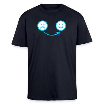 Côlon souriant - T-shirt unisexe oversize épais - bleu marine - Devant - Alina (178cm) & Michal (187cm)