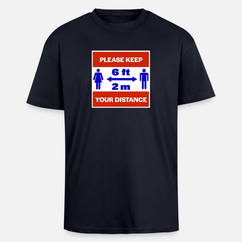 Bitte halten Sie Abstand - Oversized Heavyweight Unisex T-Shirt - French Navy