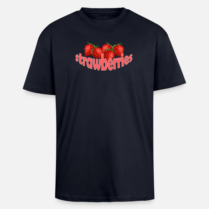 STRAWBERRIES - Oversized Heavyweight Unisex T-Shirt - French Navy