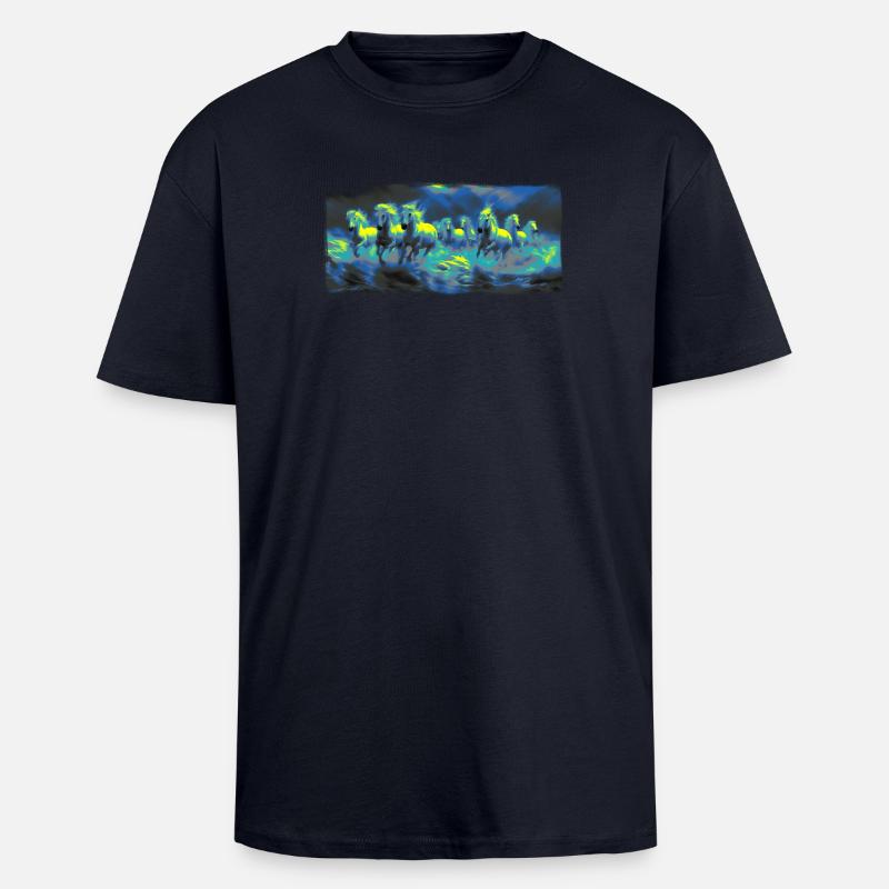 Wilde Pferde - Oversized Heavyweight Unisex T-Shirt - French Navy