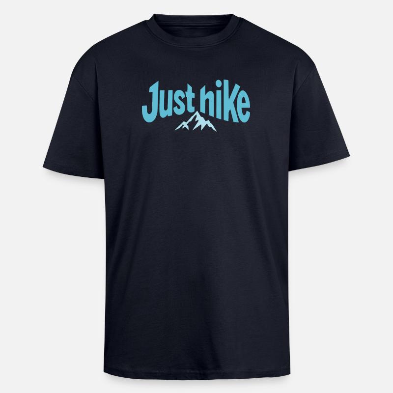 Just Hike Design mit Berg - Oversized Heavyweight Unisex T-Shirt - French Navy