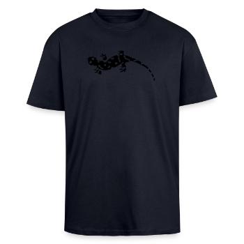 salamander - Unisex Oversized Heavyweight T-shirt - french navy - Front - Alina (178cm) & Michal (187cm)