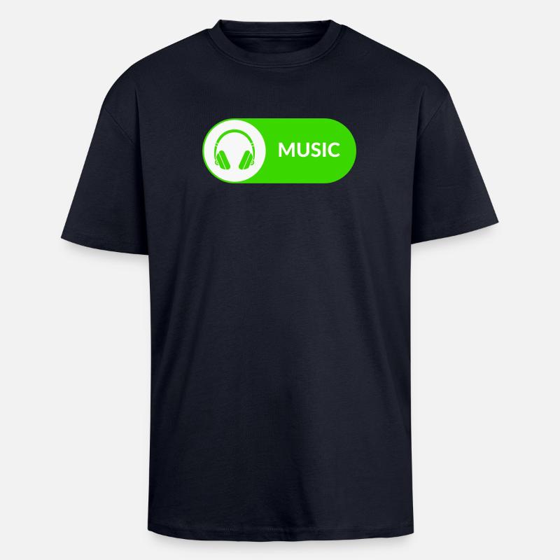 Music-Button - Oversized Heavyweight Unisex T-Shirt - French Navy