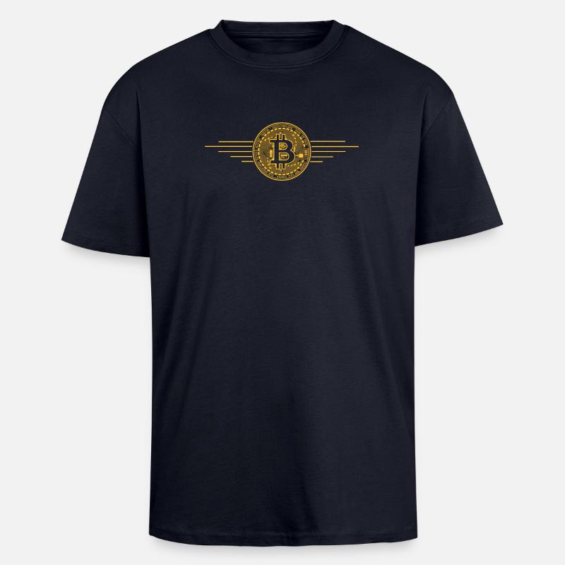 BTC Bitcoin Logo - Oversized Heavyweight Unisex T-Shirt - French Navy