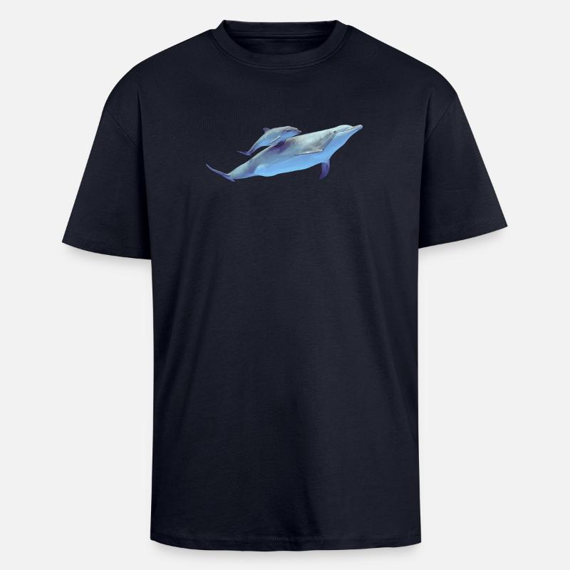 Delfin - Oversized Heavyweight Unisex T-Shirt - French Navy