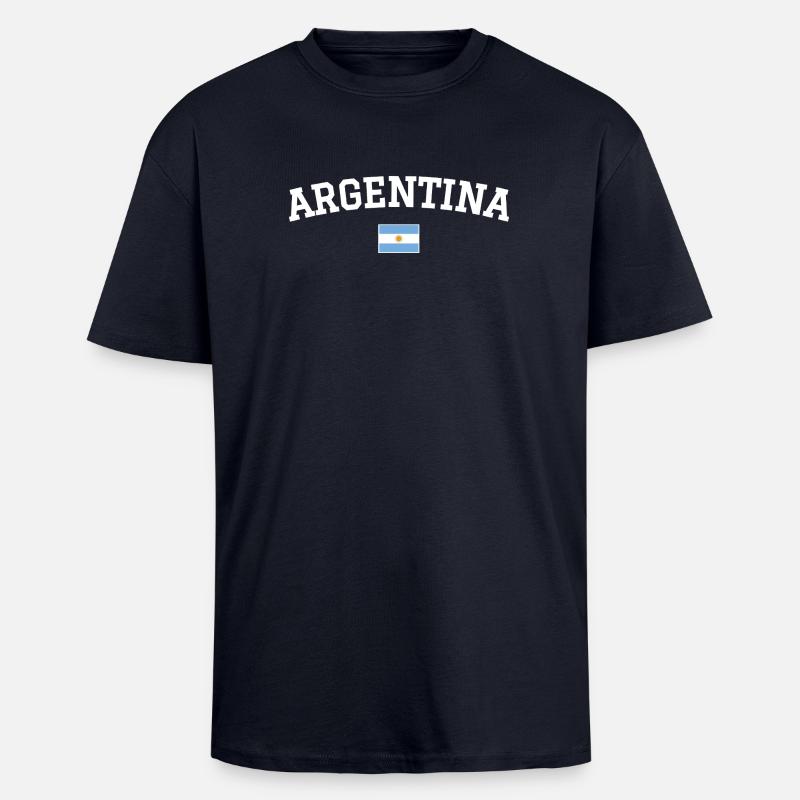 Drapeau argentin Dessin blanc - T-shirt unisexe oversize épais - bleu marine