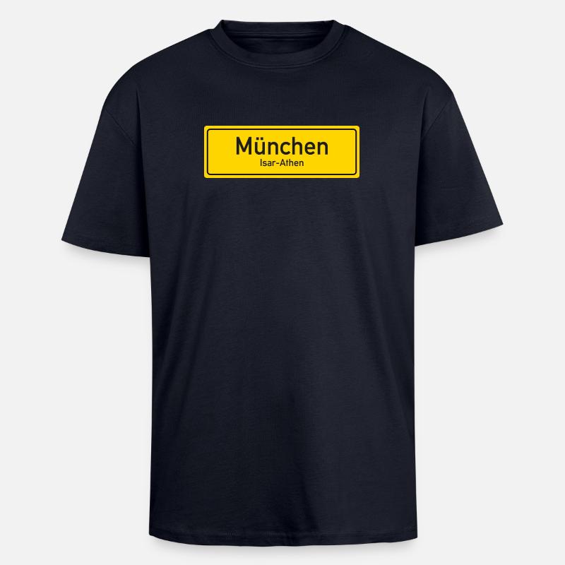 Munich place name sign Germany - Unisex Oversized Heavyweight T-shirt - french navy