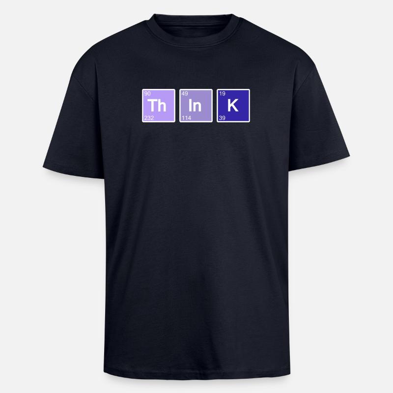 Think (bleu) - T-shirt unisexe oversize épais - bleu marine