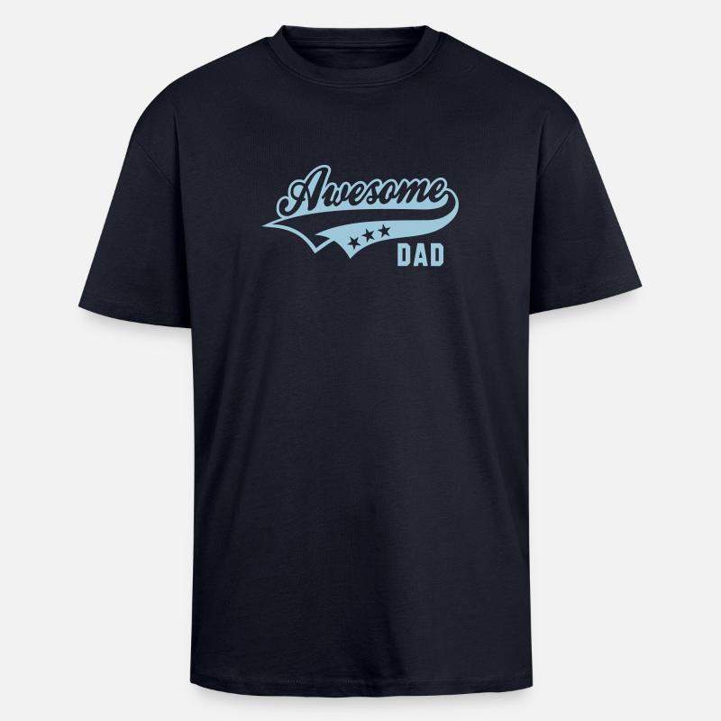 Awesome DAD - Oversized Heavyweight Unisex T-Shirt - French Navy
