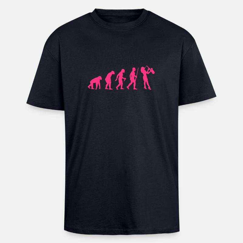 Saxofon Evolution - Oversized Heavyweight Unisex T-Shirt - French Navy