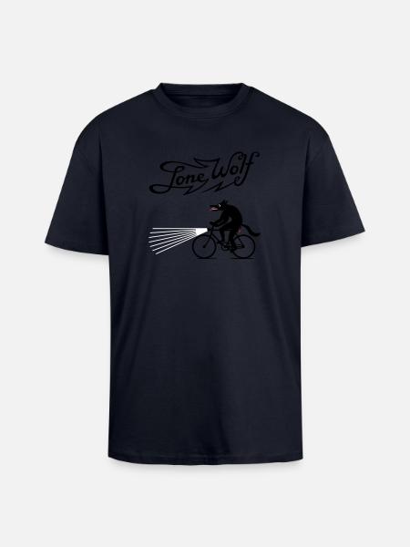 Lone Wolf on bike - Unisex Oversized Heavyweight T-shirt - french navy