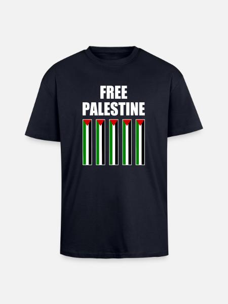 Free palestine - Oversized Heavyweight Unisex T-Shirt - French Navy