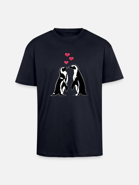 Verliebte Pinguine - Oversized Heavyweight Unisex T-Shirt - French Navy