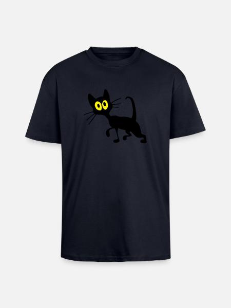 chat noir - T-shirt unisexe oversize épais - bleu marine