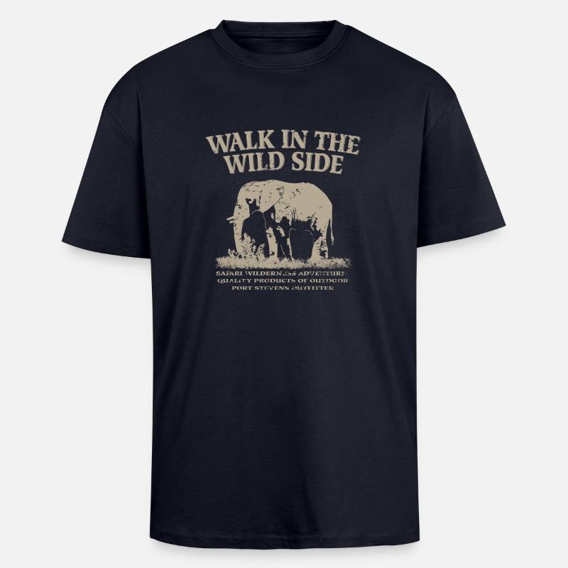 Elefant - Oversized Heavyweight Unisex T-Shirt - French Navy
