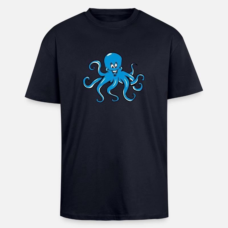 Squid oktopus funny comic - Unisex Oversized Heavyweight T-shirt - french navy