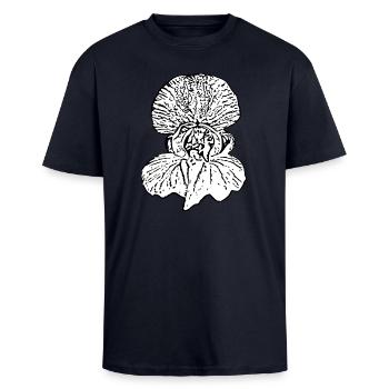 Cadeau pour la fête des mères : Idée de cadeau pour la fête des mères - T-shirt unisexe oversize épais - bleu marine - Devant - Alina (178cm) & Michal (187cm)