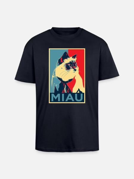 babybell Katze - Miau - Obama-Style - Oversized Heavyweight Unisex T-Shirt - French Navy