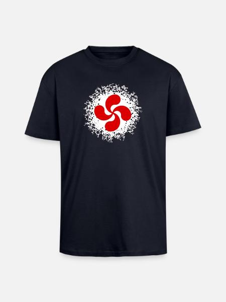 croix basque design 85 - T-shirt unisexe oversize épais - bleu marine