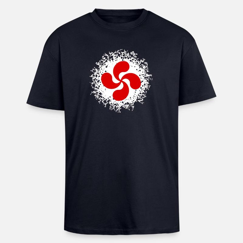 croix basque design 85 - T-shirt unisexe oversize épais - bleu marine
