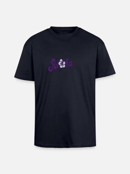 Aloha Hibiscus flower - Unisex Oversized Heavyweight T-shirt - french navy