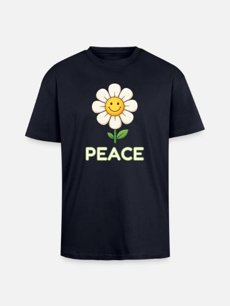 Anti-Kriegs-Friedensblume – Retro Smiley Daisy - Oversized Heavyweight Unisex T-Shirt - French Navy