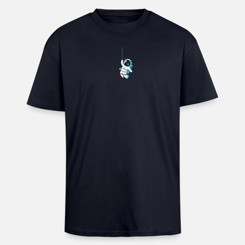 Astronaute accroché sur la lune - T-shirt unisexe oversize épais - bleu marine