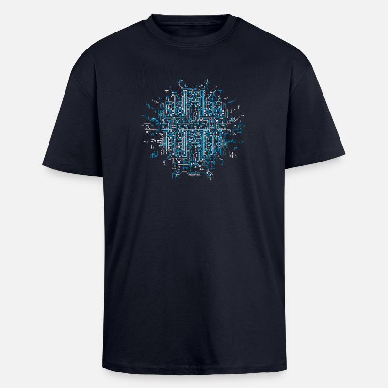 Circuit Board - Oversized Heavyweight Unisex T-Shirt - French Navy