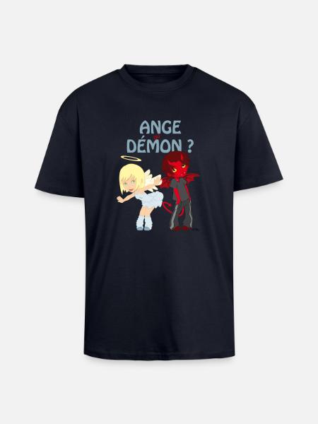 Ange ou démon ? - T-shirt unisexe oversize épais - bleu marine