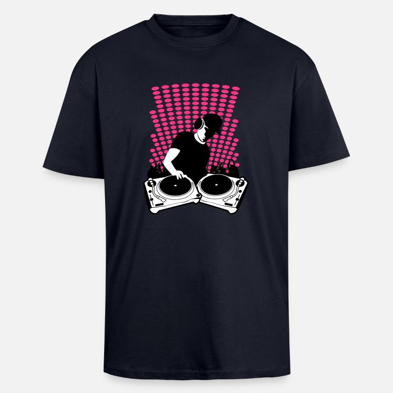 DJ mit Turntables - Oversized Heavyweight Unisex T-Shirt - French Navy