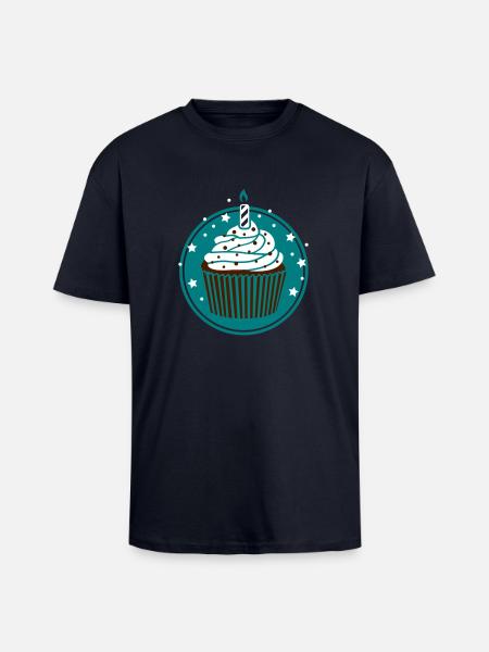 Muffin with candle - Unisex Oversized Heavyweight T-shirt - french navy