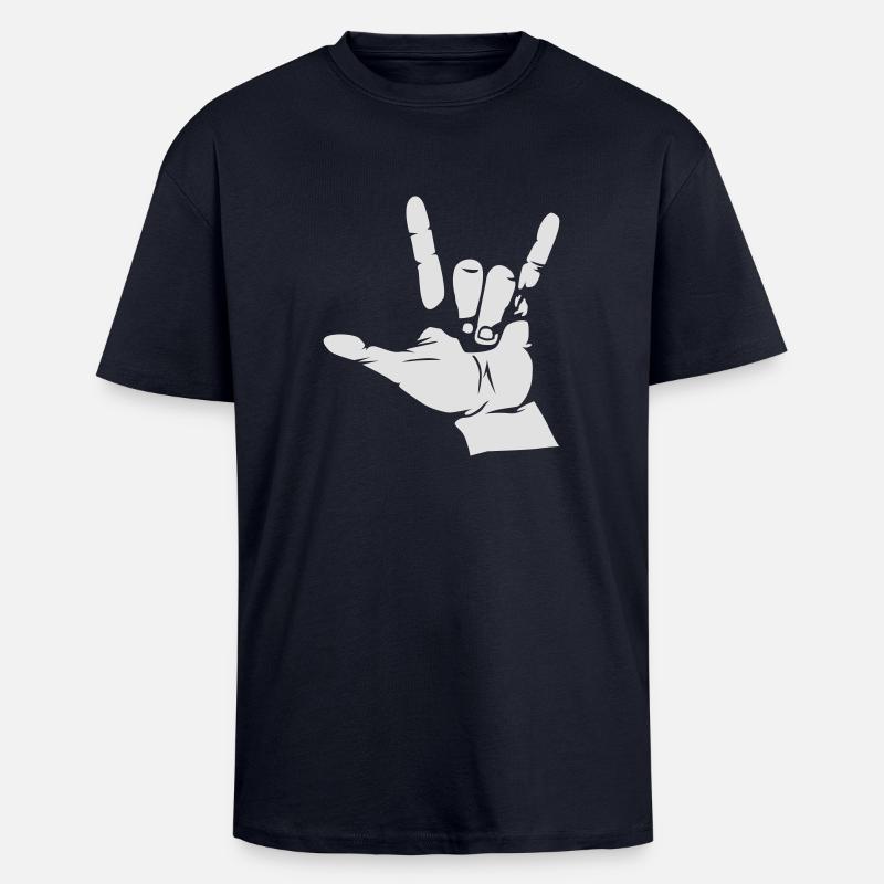 Rock Hand - Oversized Heavyweight Unisex T-Shirt - French Navy