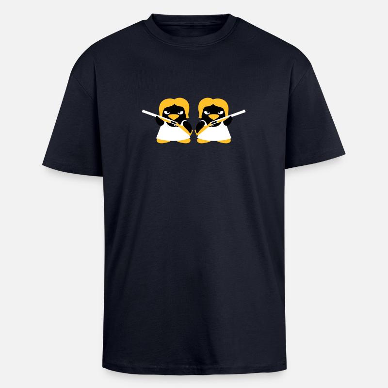Shotgun Penguin Girls - T-shirt unisexe oversize épais - bleu marine