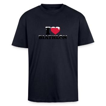 Biathlon - Oversized Heavyweight Unisex T-Shirt - French Navy - Vorne - Alina (178cm) & Michal (187cm)