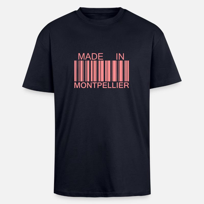 Made in Montpellier 34 Hérault - T-shirt unisexe oversize épais - bleu marine