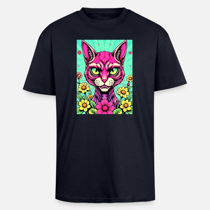 Pop-Katze 1 - Oversized Heavyweight Unisex T-Shirt - French Navy