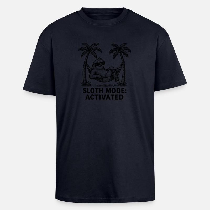 Faultier Sloth Mode: Activated Chillen Arbeit - Oversized Heavyweight Unisex T-Shirt - French Navy