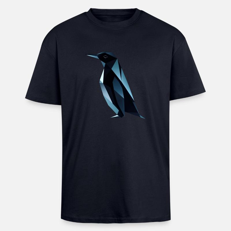 Mignon pingouin Low Poly Design - T-shirt unisexe oversize épais - bleu marine