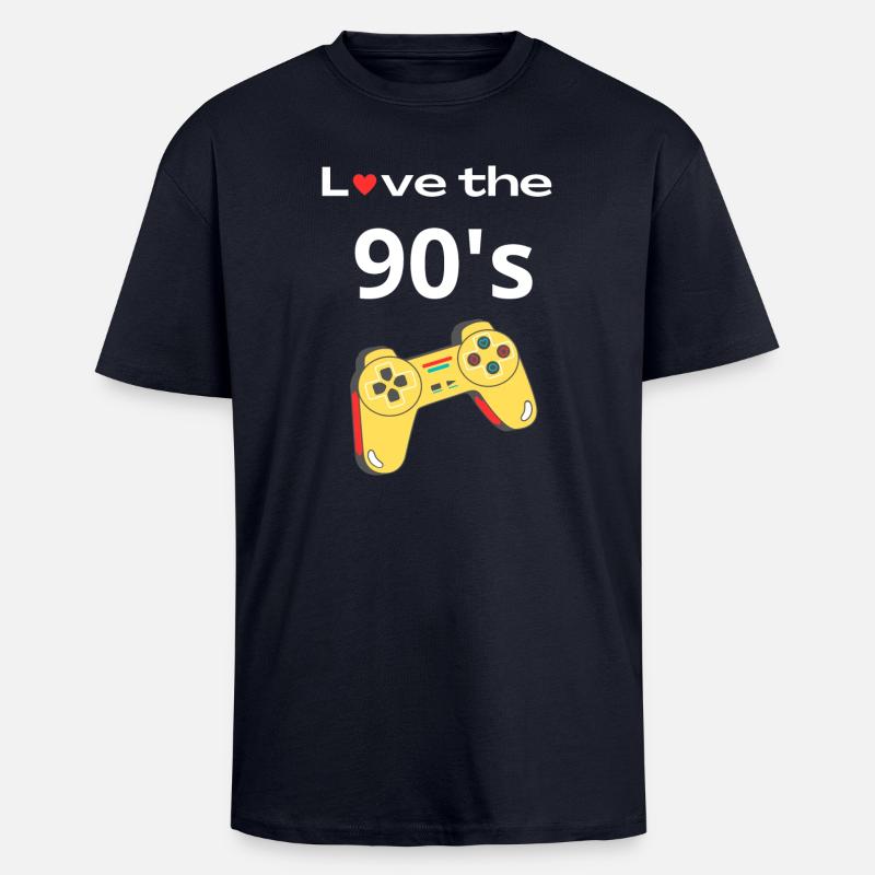 Love the 90s Retro Controller - T-shirt unisexe oversize épais - bleu marine