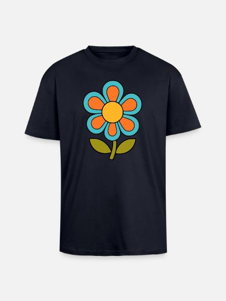 70s flower pattern retro flowerpower - Unisex Oversized Heavyweight T-shirt - french navy