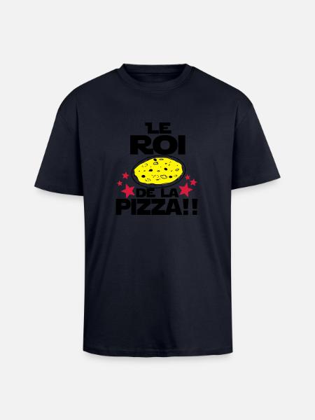 roi de la pizza - T-shirt unisexe oversize épais - bleu marine