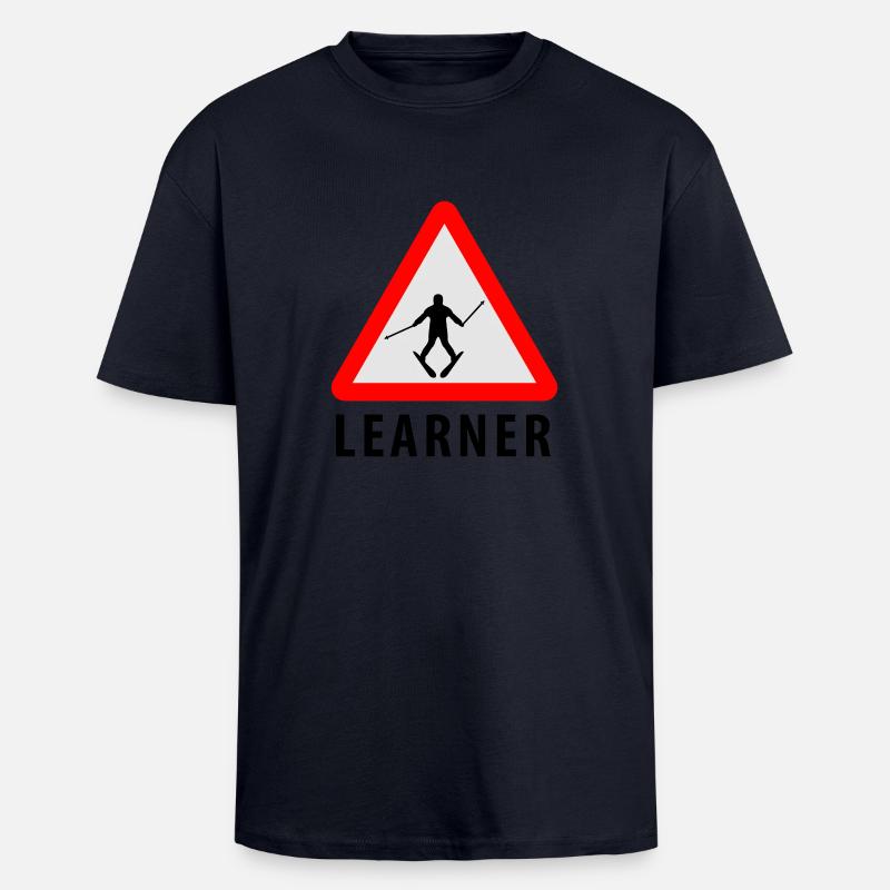 Ski Learner - Oversized Heavyweight Unisex T-Shirt - French Navy