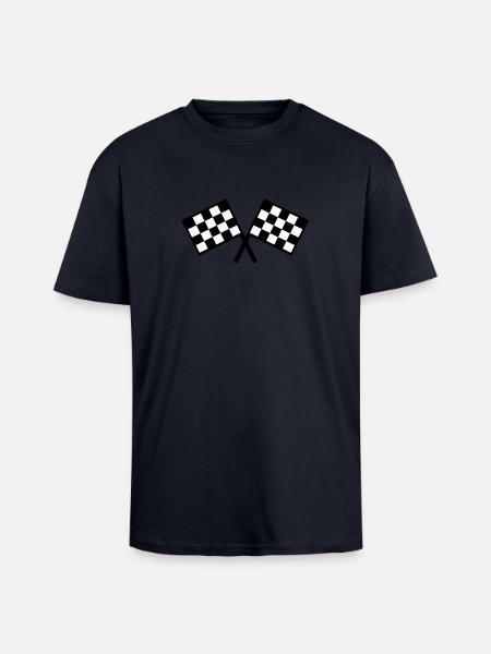 drapeaux - course automobile - T-shirt unisexe oversize épais - bleu marine