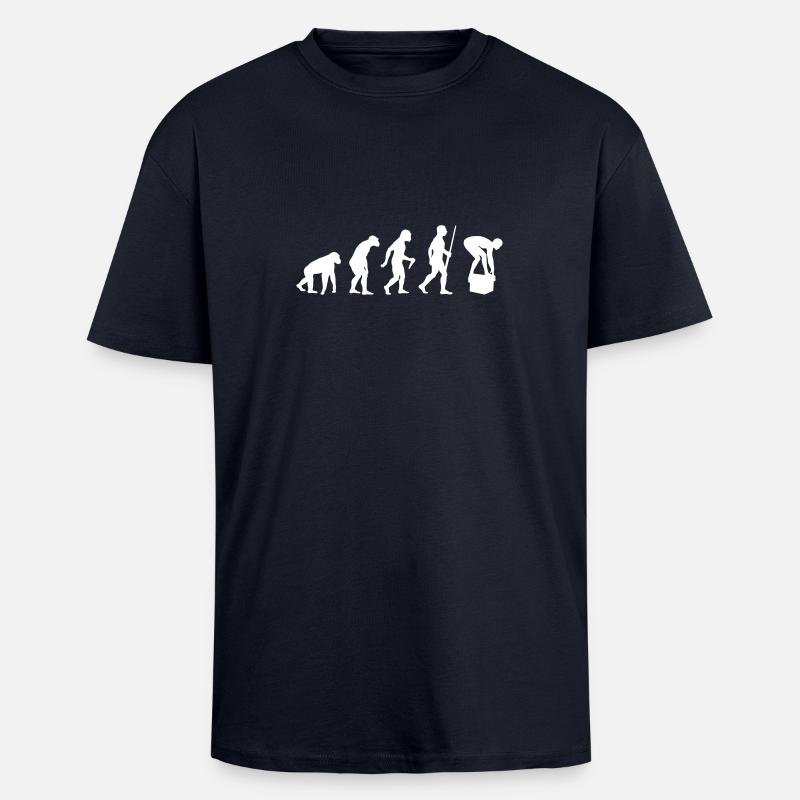 Swimming Evolution - Oversized Heavyweight Unisex T-Shirt - French Navy