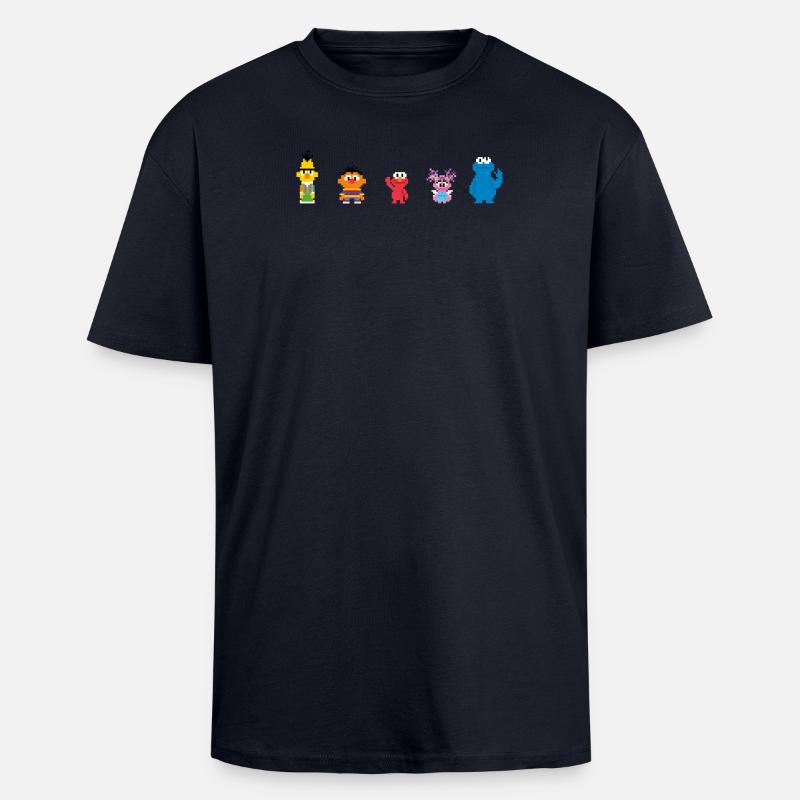 Sesamstraße Pixeldesign Charaktere - Oversized Heavyweight Unisex T-Shirt - French Navy