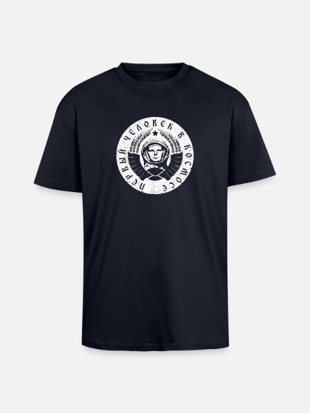 Cosmonaut 1c white (oldstyle) - Unisex Oversized Heavyweight T-shirt - french navy