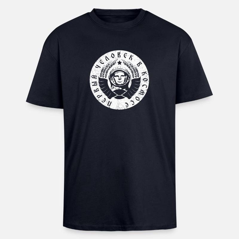 Cosmonaut 1c white (oldstyle) - Unisex Oversized Heavyweight T-shirt - french navy