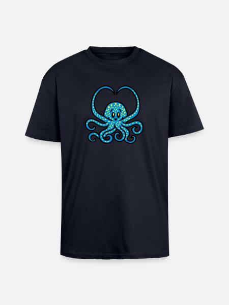 Squid Heart 3 - Unisex Oversized Heavyweight T-shirt - french navy
